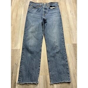 Womens Levis Premium Wedgie Icon Fit Ankle Jeans Big E Leather Patch‎ Size 27
